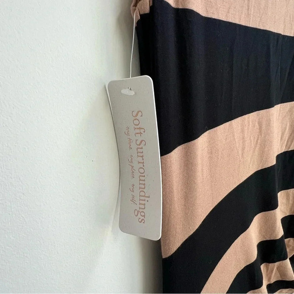 NWT Soft Surroundings “Here To Infinity” Striped Maxi Dress Black/Tan Small 6-8 - Picture 9 of 13